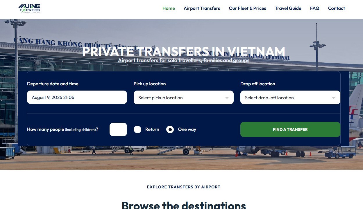 Hệ thống đặt xe sân bay MUINE EXPRESS